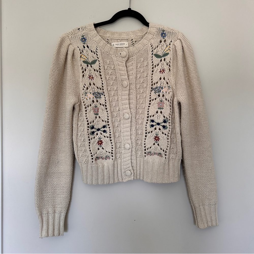 Lucky Brand Embroidered Cardigan